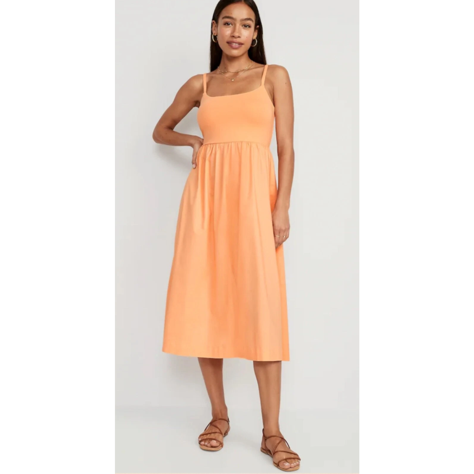 Old Navy Orange Sleeveless Summer Cami Midi Fit & Flare Dress Womans Size 2x